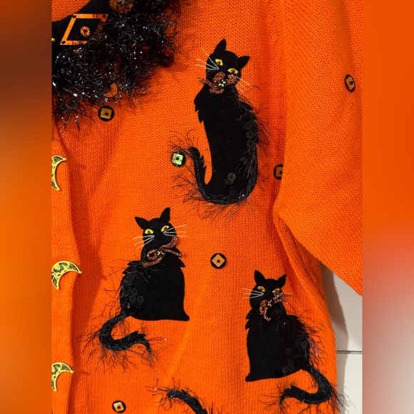 NEW Design Options by Philip and Jane Gordon Black Cat Cardigan Size M - Picture 6 of 14